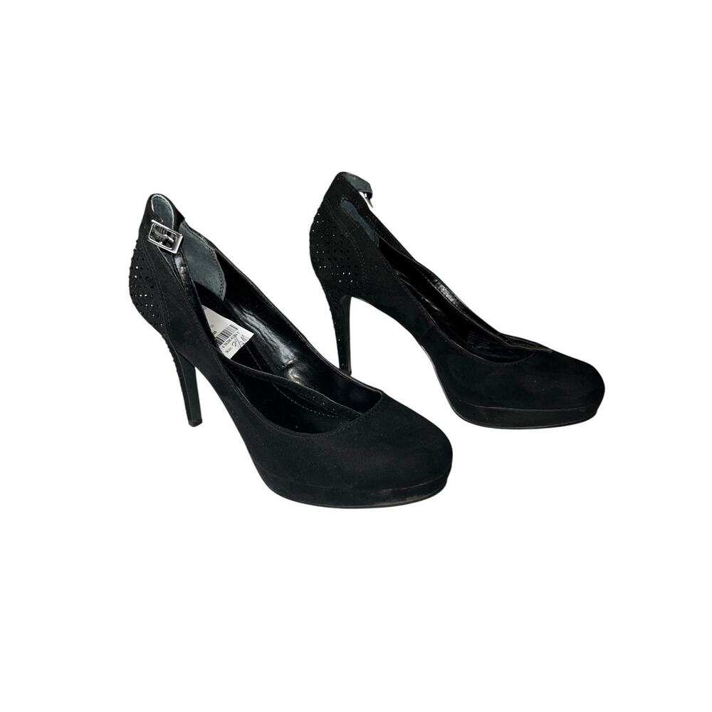 Style & Co Black Rhinestone Platform Pumps Ankle Strap Stiletto Heels Women 8.5M - Picture 2 of 11